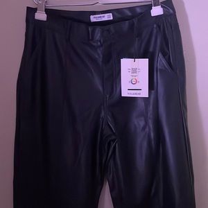 Pull&Bear faux leather wide leg pants. US size 10/Euro 42